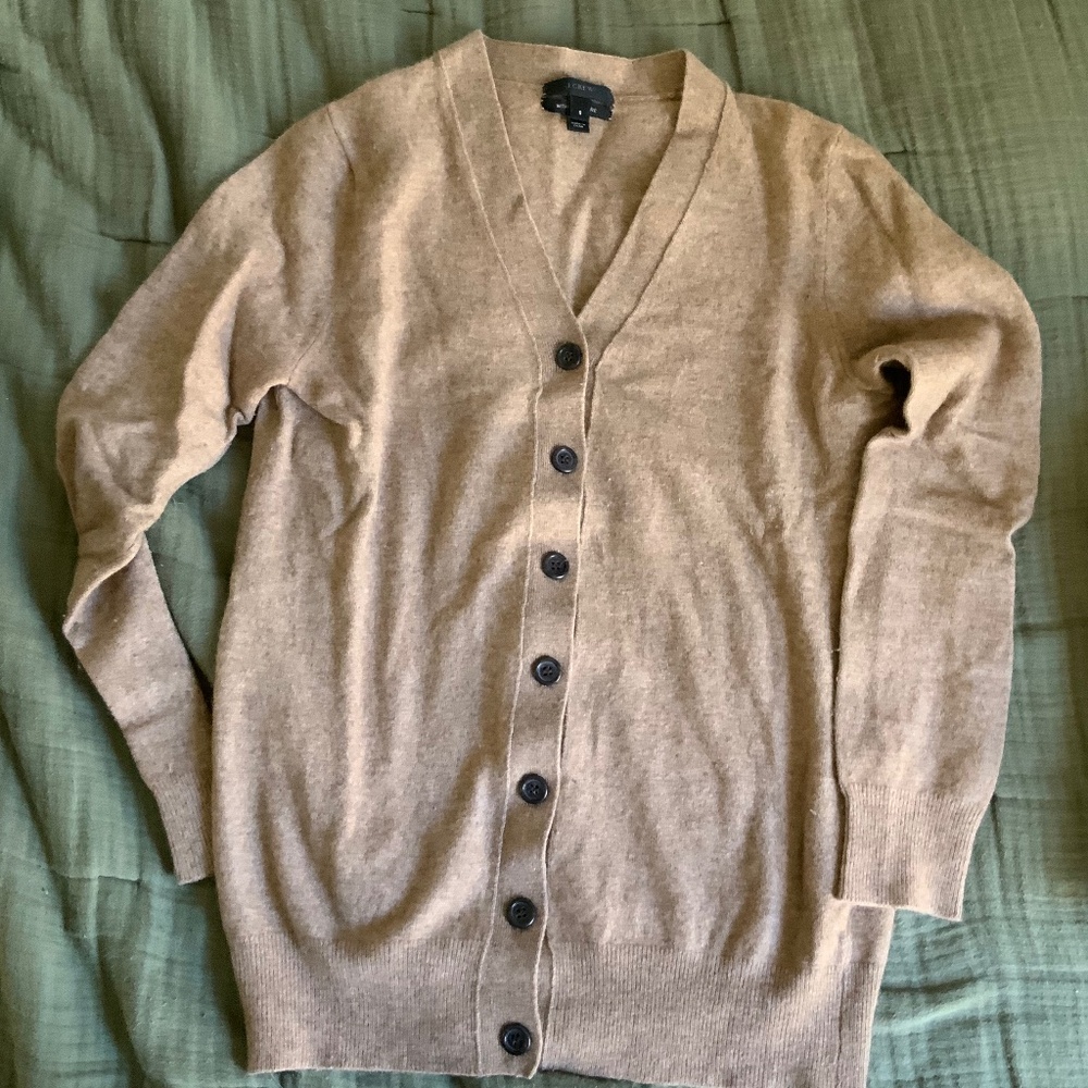 J Crew JCrew  Khaki Wool Cashmere Button Down Cardigan Small